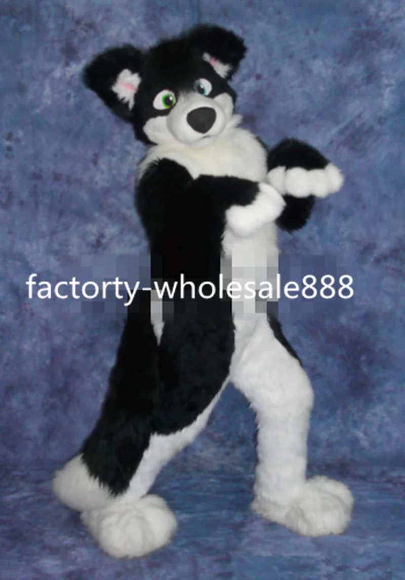 Длинный Меховой черный Хаски костюм на Хэллоуин с собакой пушистый