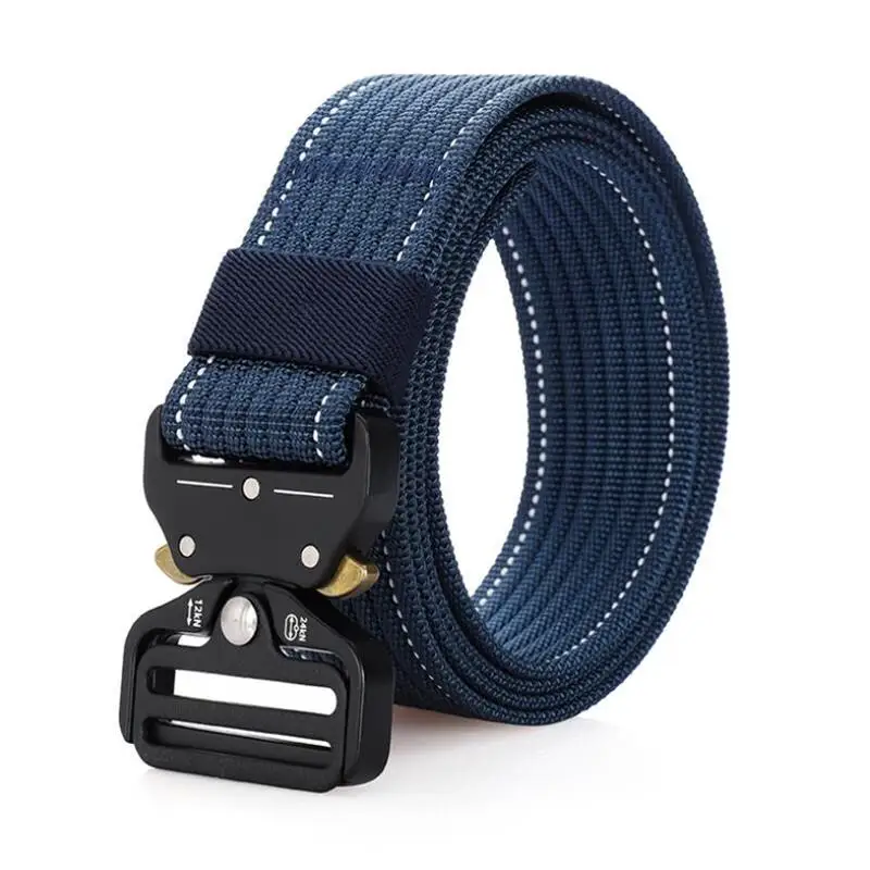 Blue white stripe BOKADIAO военный армейский боевой мужской холщовый ремень быстросъемные тактические ремни для мужчин нейлоновый открытый тренировочный пояс мужской ремень - Цвет: Blue white stripe