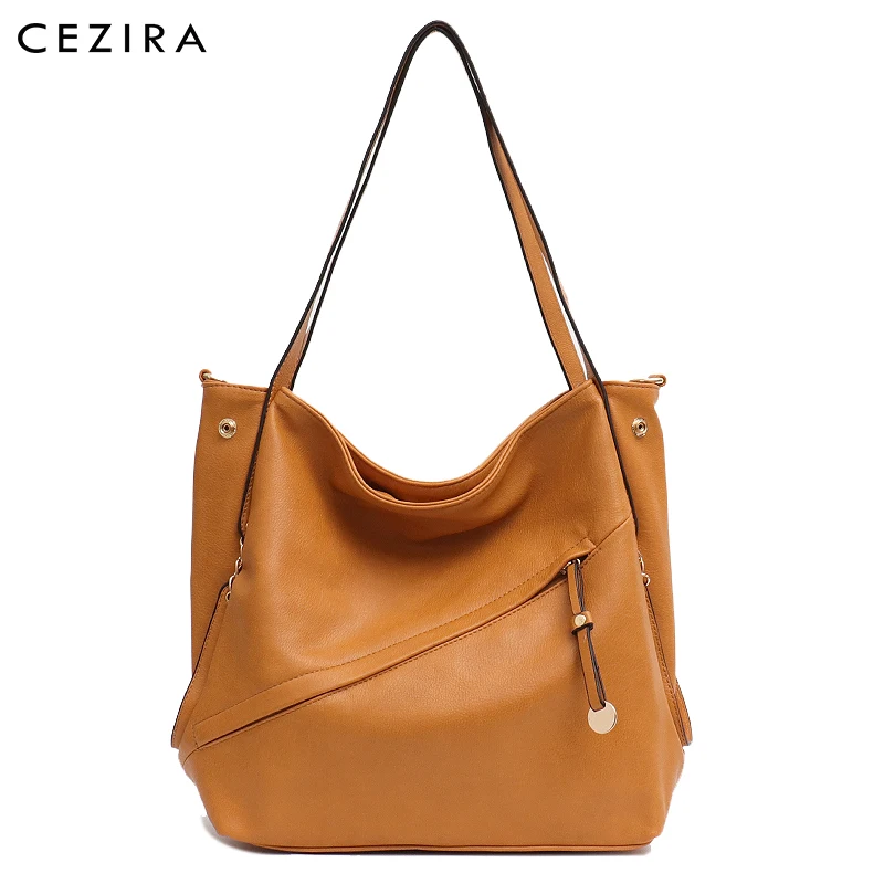 CEZIRA большая модная сумка-тоут на плечо для женщин из искусственной кожи веганов
