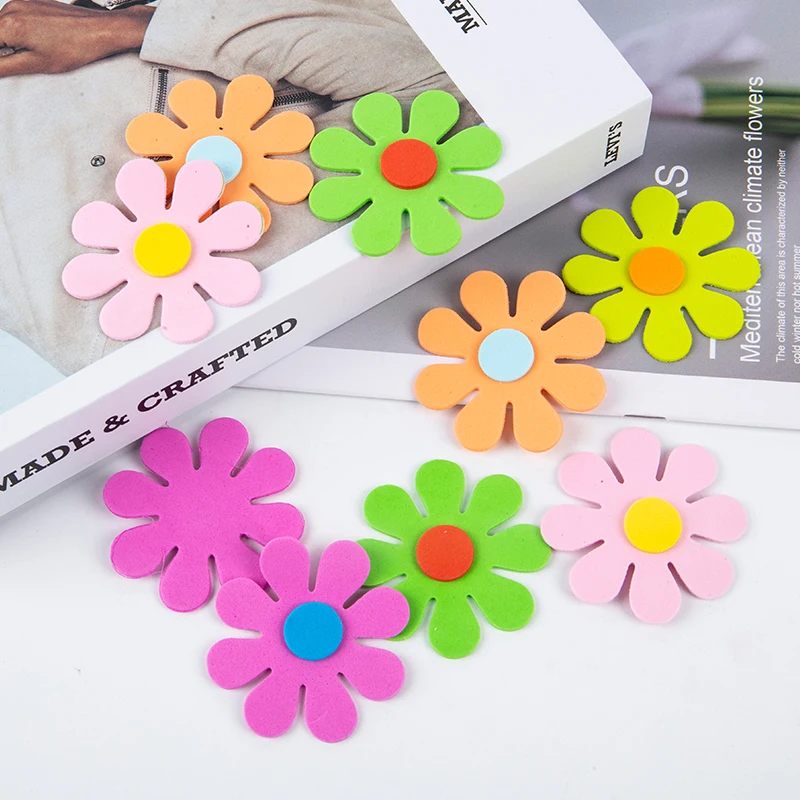 

50Pcs DIY Sticker Assorted Colors Kids Room Party Decor kindergarten craft Foam Flowers Scrapbooking