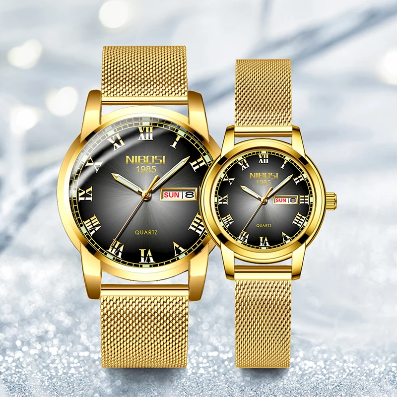 

NIBOSI Ladies Mens Luxury Couple Watch for Lover Fashion Quartz Clock Waterproof Wrist Watches Gifts for Love Montre Femme