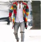 Модная мужская однобортная куртка с отложным воротником и цифровым принтом, с карманами и длинным рукавом, уличная одежда, винтажная Повседневная облегающая тонкая верхняя одежда