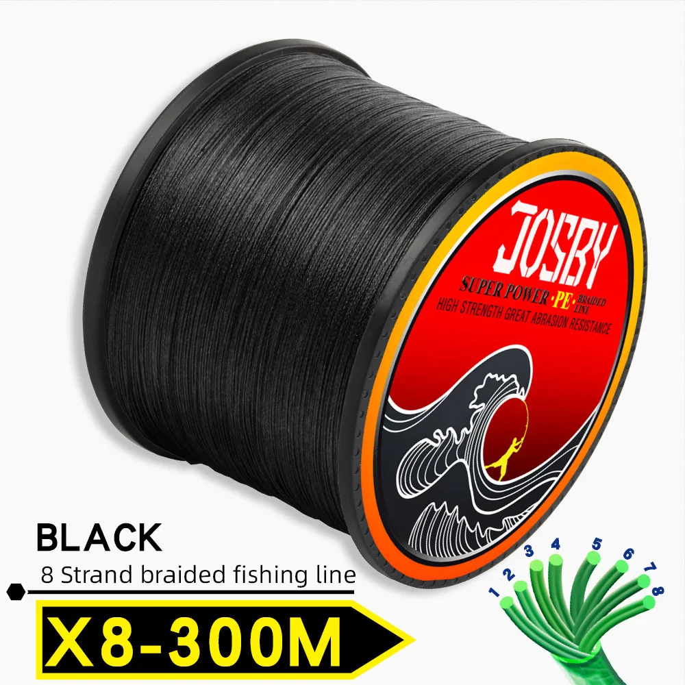 X8-300M-Black JOSBY 300 м 500 м 1000 м 8 нитей 10-78LB PE плетеный рыболовный провод Multifilament очень прочный рыболовный линия ЯПОНИЯ разноцветный - Цвет: X8-300M-Black