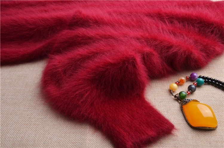 Пуловер женский из шерсти норки и кашемира с длинными рукавами летучая мышь |