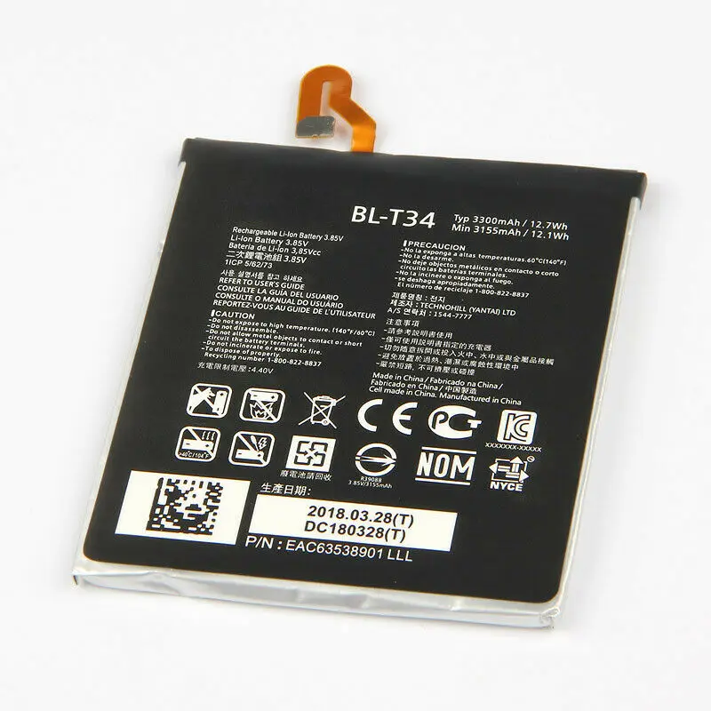 Новый оригинальный аккумулятор для телефона BL T34For LG V30 H930 H933 H932 LS998 H931 3300 МА