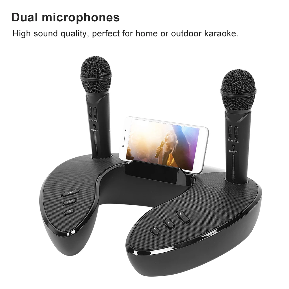 ST-2020 беспроводные двойные ручные микрофоны для дома и улицы Bluetooth караоке-машина