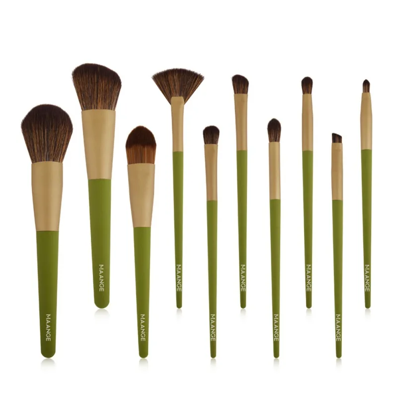 

10 Pcs Makeup Brush Set Foundation Brush Loose Powder Brush Eye Shadow Brush Eyebrow Brush Fan Brush Kit New