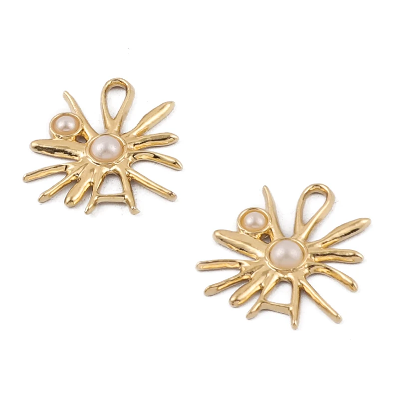 

10PCS/Lot Zinc Alloy Charms Gold Color Hollow Pearl Star Pendants For DIY Fashion Jewelry Earrings Making Accessories