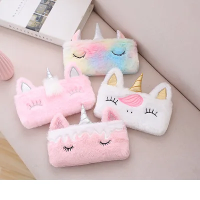 coin purse FAYUEKEY; Новинка года; милая разноцветная хлопковая плюшевая обувь на плоской подошве с единорогом; женские домашние тапочки с радужным единорогом; Zapatos De Mujer - Цвет: coin purse