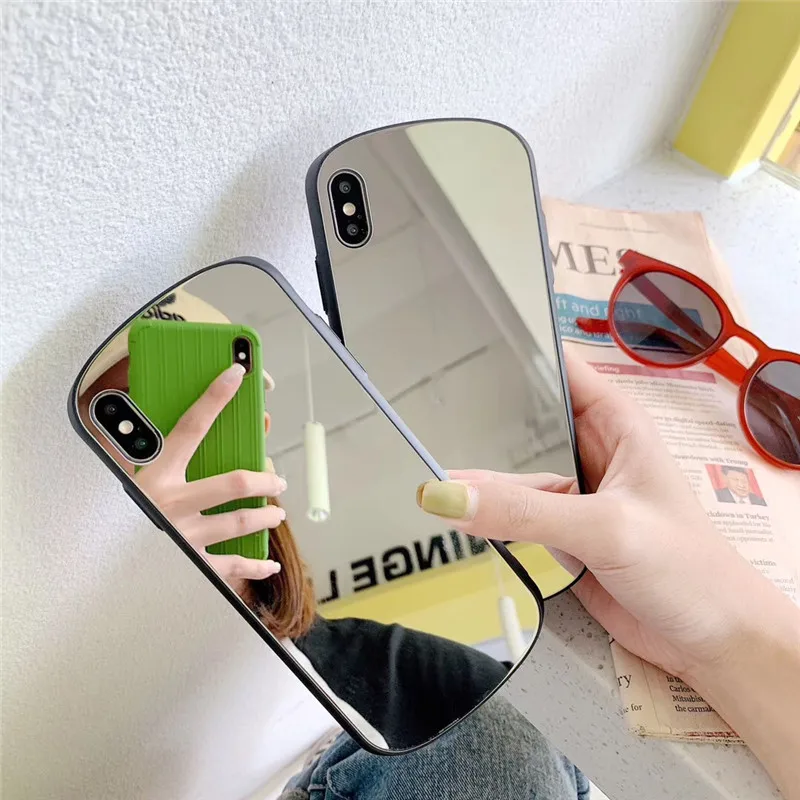 Девушка макияж зеркало квадратный чехол для телефона для iPhone 11 Pro Max XR XS Max 7 8 6S Plus чехол мягкий TPU Сторона+ PC полный корпус чехол для телефона