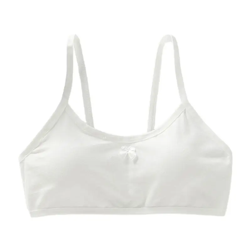 Ropa interior con tirantes finos para ni&ntilde;as, sujetador sin aros acolchado con lazo, Color caramelo, XXFE-3