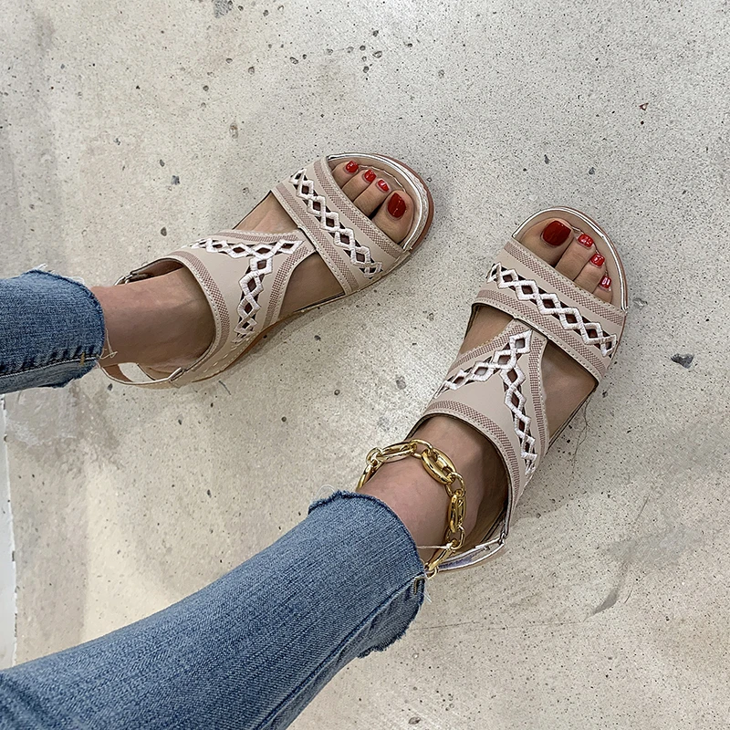 

2021 Summer Women Wedge Sandals Premium Orthopedic Open Toe Sandals Vintage Anti-slip Leather Casual Female Platform Retro Shoes