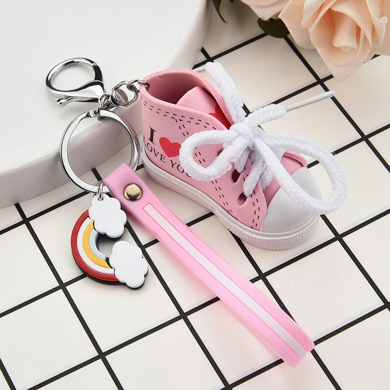 

New Mini Canvas Iloveyou Small Sports Shoes Keychain New Fashion Creativity Key Chain Men and Women Bags Pendant Keyring Gift