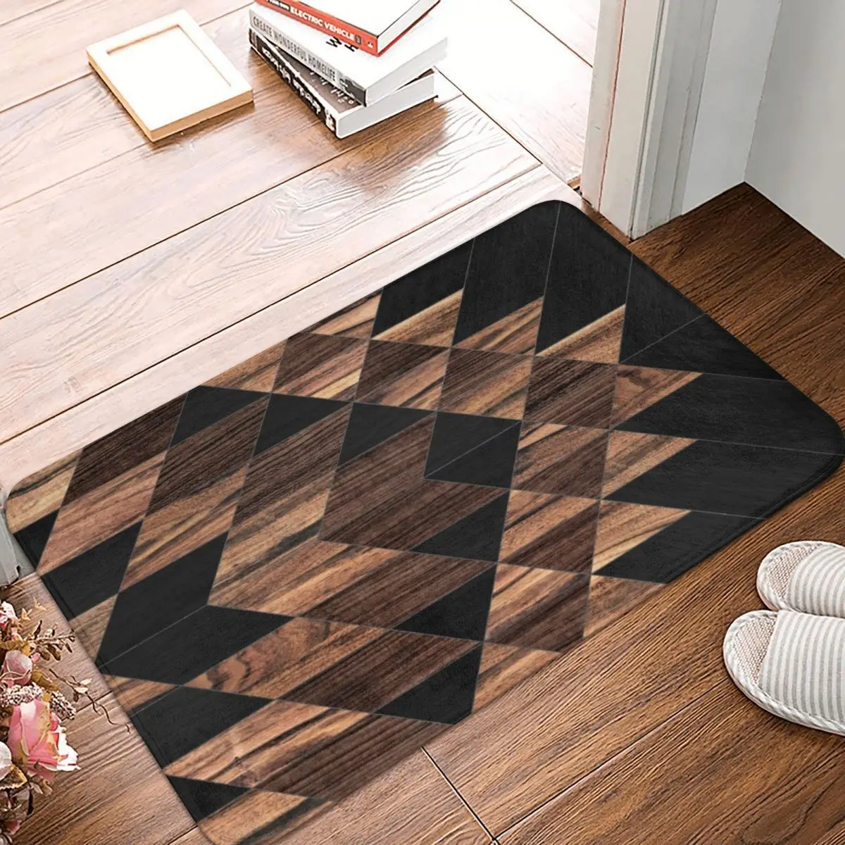 

Urban Tribal Pattern No.11 Aztec Wood Doormat Carpet Mat Polyester Non-Slip Floor Decor Bath Bathroom Kitchen Living Room 40x60