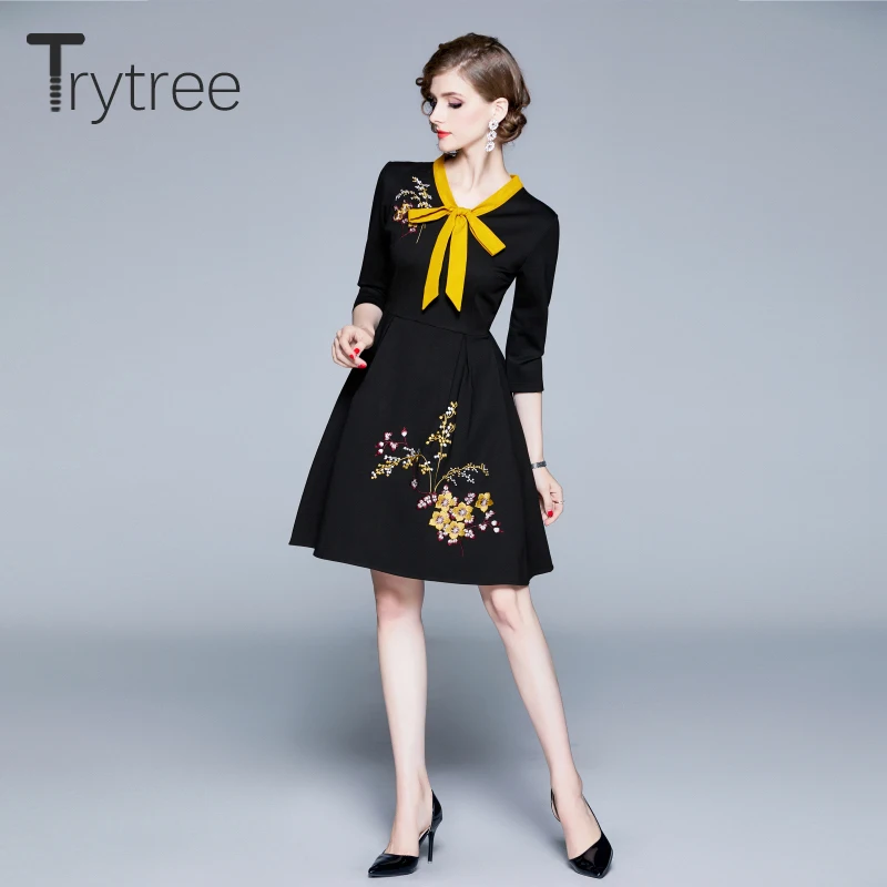 Женское Повседневное платье Trytree элегантное офисное трапециевидной формы на