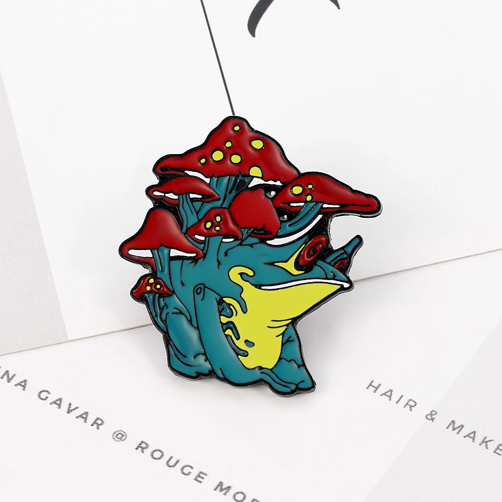 Брошь в виде гриба жабы эмалированная психоделическая забавная лягушка значок