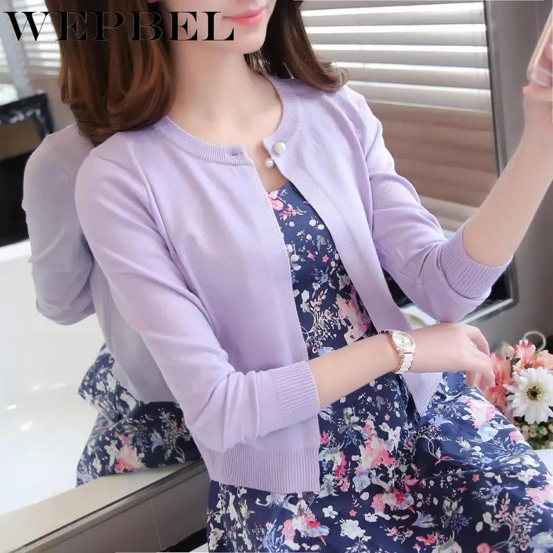 

WEPBEL Spring Autumn Sweater Women Cardigan Sweater Solid Color One Button Women's Cashmere Sweater Female Cardigan Pull Femme