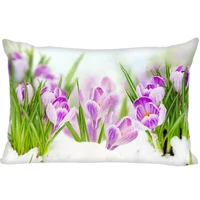 purple flower crocus double sided rectangle pillow covers bedding comfortable cushiongood for sofahomecar pillow cases