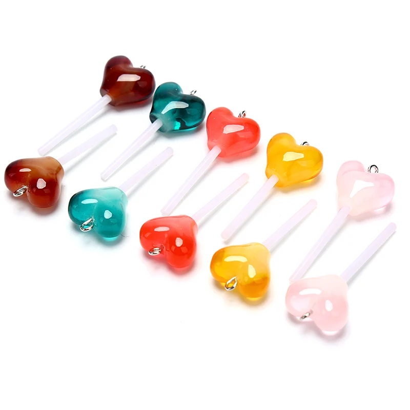 

10 шт. подвески в форме сердца в форме леденца, аксессуары для рукоделия, изготовление ювелирных изделий