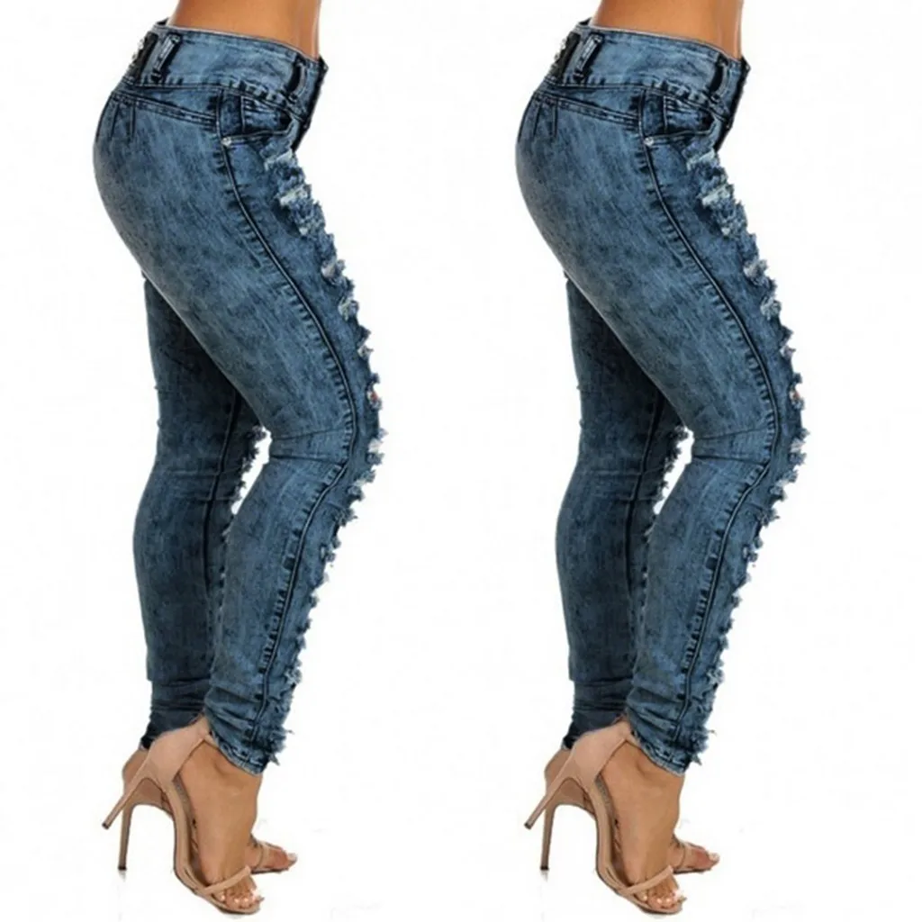 Женские джинсовые брюки в стиле стимпанк длинные готическом с завышенной талией