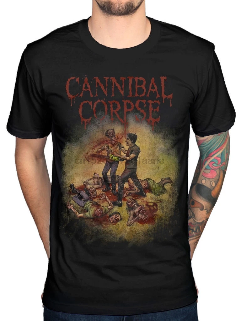 

Cannibal Corpse Chainsaw T-Shirt Skeletal Domain 25 Years Butchered Hipster Tees Summer Mens T Shirt
