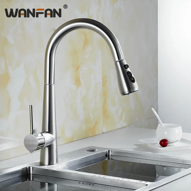 Кухонный кран из матового никеля спрей поток ручка вращение смеситель