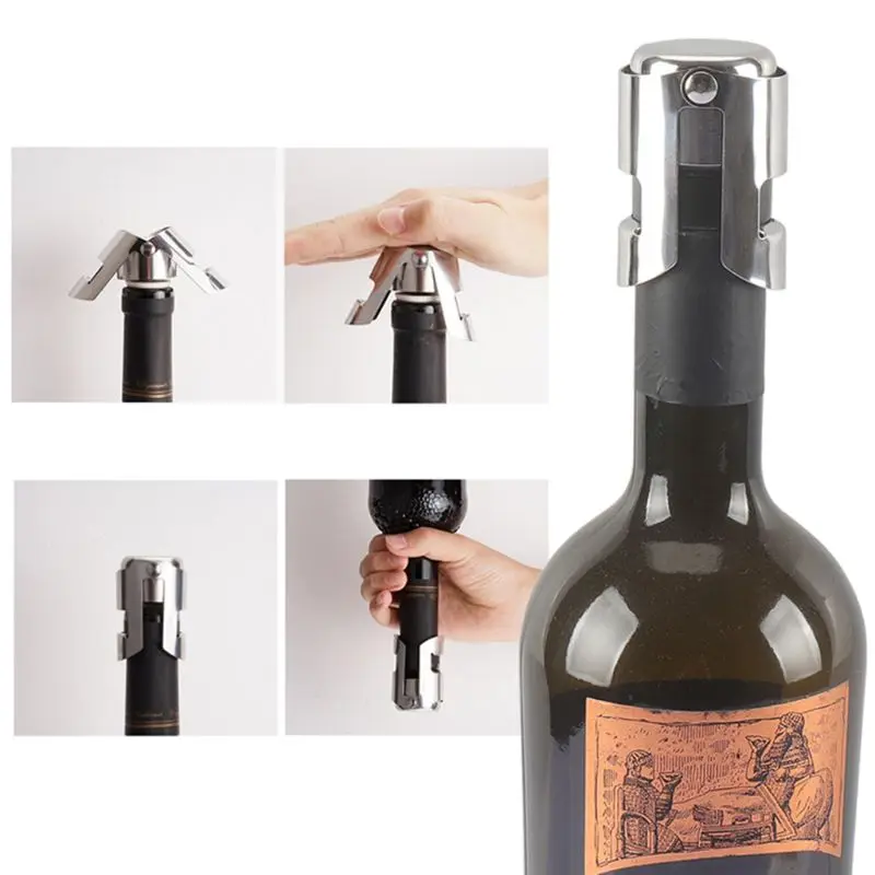 4 шт. герметичный упаковщик цвета шампанского из нержавеющей стали|Пробки для