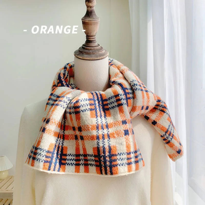 

Scarf Female Winter Soft Comfortable Cream Plaid Knitted Small Scarf Cute Korean Ins Style Short Scarf