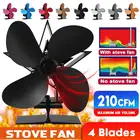 Черный камин, 4 лезвия, рабочая деревянная горелка, эко-вентилятор, тихий бытовой, эффективное распределение тепла