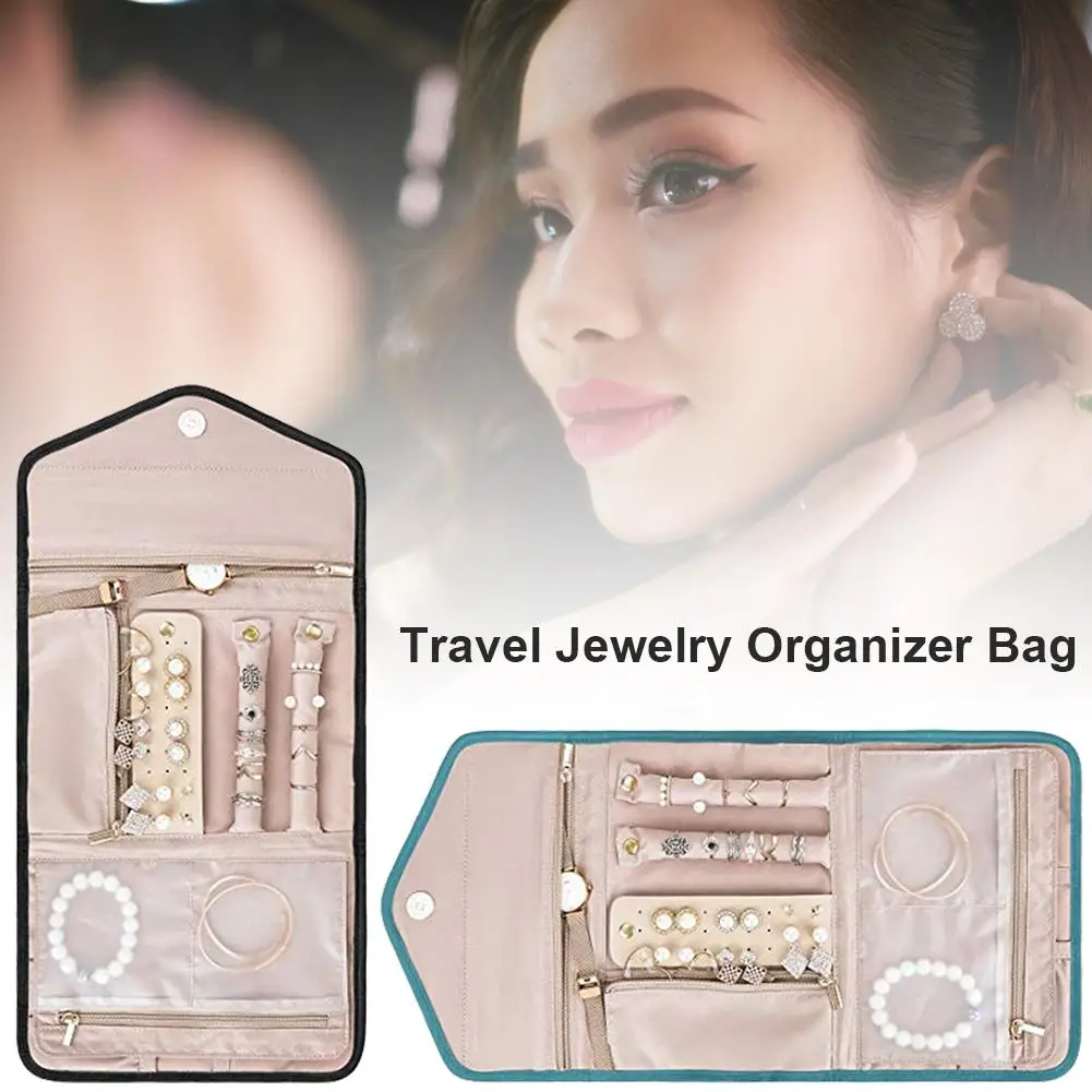 Дорожный органайзер для бижутерии рулон складной чехол ювелирных изделий