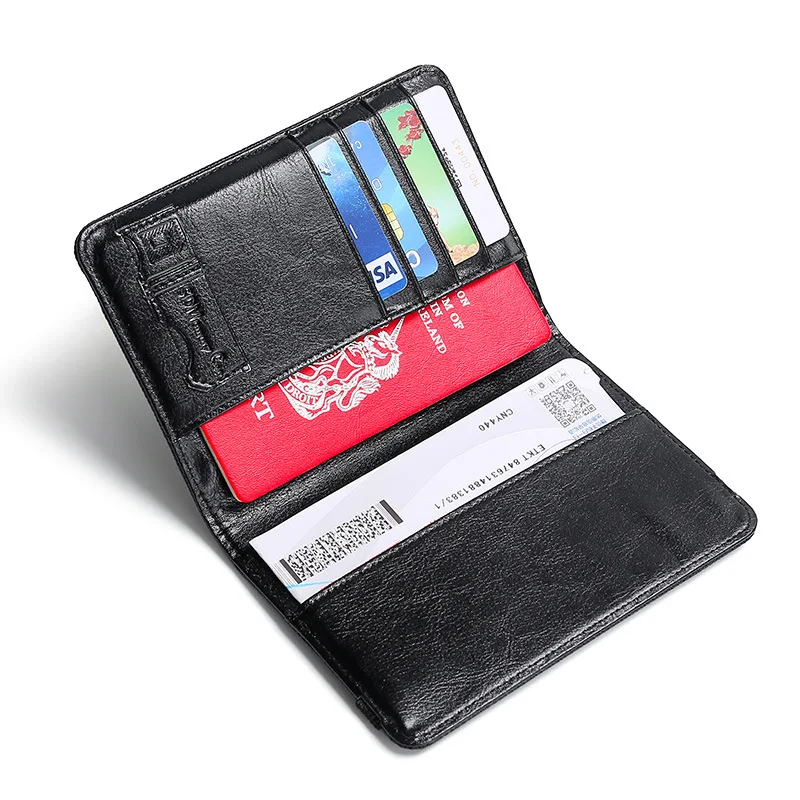 

New Leather Passport cover Wearable Russia passport cover Casual Long Case for passport Multi Function card holder wallet