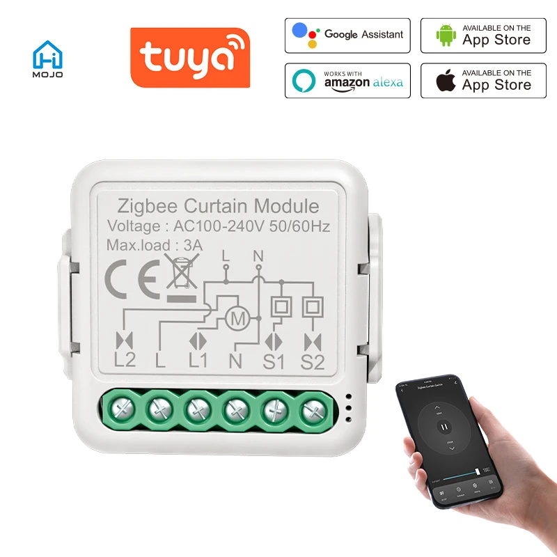 

HIMOJO Tuya Wifi ZigBee Curtain Switch Module Intelligent Home Change Module Mobile APP Remote Controls Control Voice Control