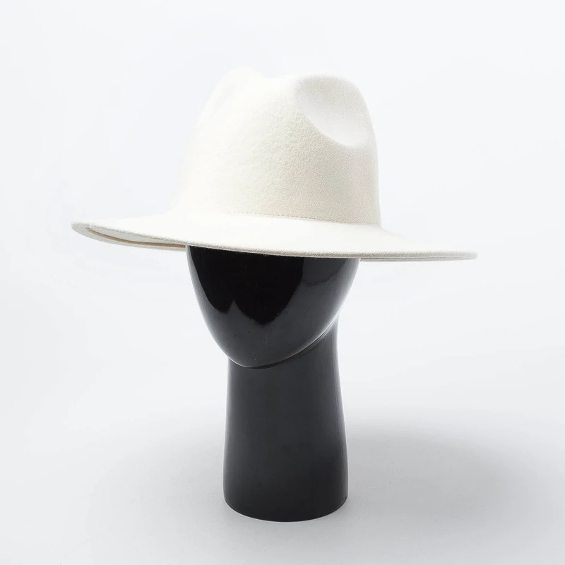 Elegant Wool Felt Hat White Wide Brim Fedoras For Wedding Church Fedora Lady Winter Floppy Sombrero Mujer Fascinator Cap | Аксессуары