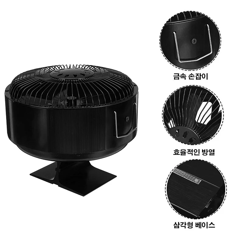 

5 Blades Heat Powered Stove Fan Wood Log Burner Fireplace Fan Eco Fan BBQ Ventilation Fan Home Efficient Heat Distribution 화목난로