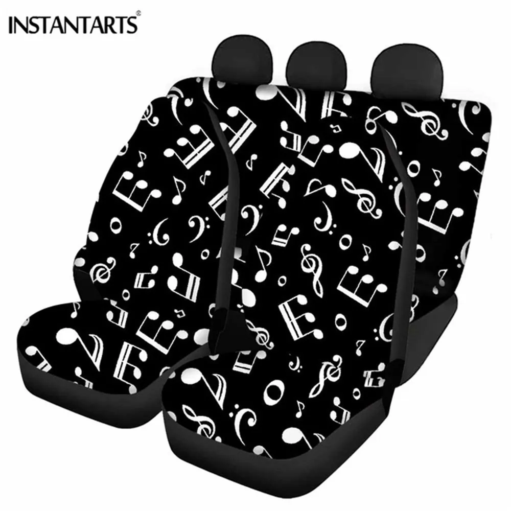 

INSTANTARTS Anti-Slip Car Seat Covers Musical Note Pattern Front&Rear Vehicle Seat Cushion Car Interior Protector Seat Covers