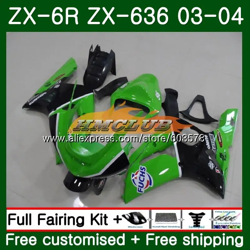

Body For KAWASAKI NINJA ZX600 ZX-636 ZX-6R 2003 2004 Green Glossy 34CL.71 ZX 636 6 R 600CC ZX6R 03 04 ZX636 ZX 6R 03 04 Fairing