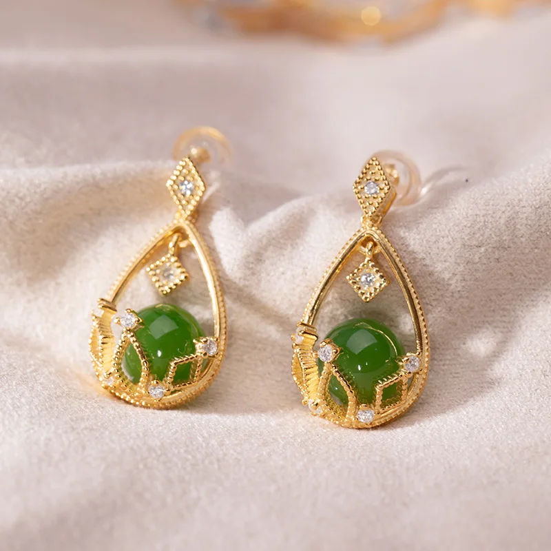 

Женские серьги из серебра 925 пробы, с изумрудами