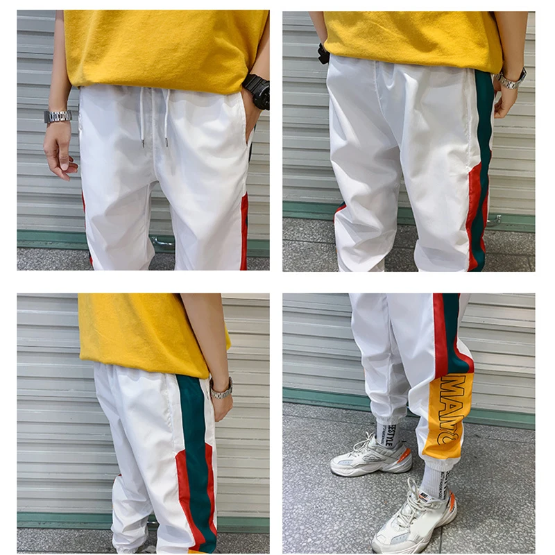

Hip Hop Streetwear Men's Splice Joggers Pants Fashion Men Casual Cargo Pant Trousers High Street Elastic Waist Harem Pant Men