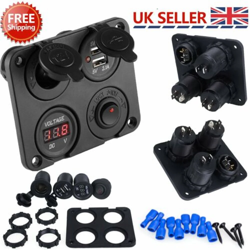 Панель лодочная морская автомобильная зарядка с двумя USB портами 4 клавиши 12 В