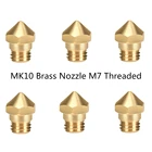 Латунное сопло MK10, 12 шт.лот, резьбовое сопло M7, 0,2 мм, 0,3 мм, 0,4 мм, 0,5 мм, 0,6 мм, для нитей 1,75 мм, запчасти для 3D-принтеров