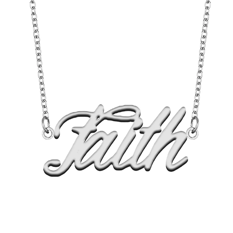 Faith Custom Name Necklace Customized Pendant Choker Personalized Jewelry Gift for Women Girls Friend Christmas Present