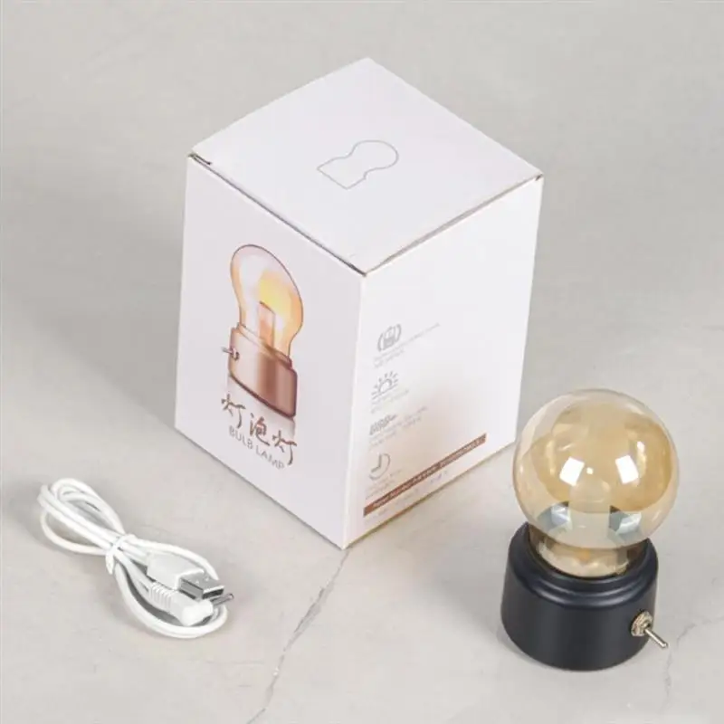 

Vintage LED Bulb Night Light Retro USB 5V Rechargeable Mood Luminaire Writing Desk Table Lamps Portable Industrial Night Lights