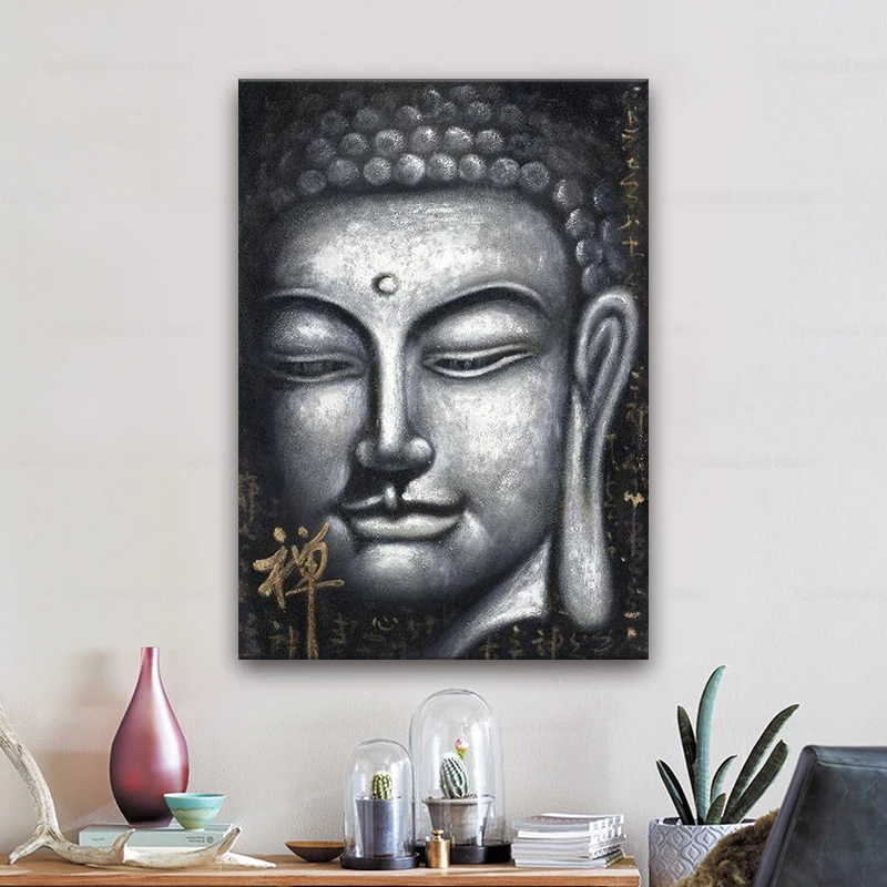 

Vintage Sliver Buddha Oil Paintings Print On Cnavas Art Prints Chinese Style Buddhism Canvas Art Prints Wall Pictures Home Decor