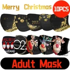 10 шт. одноразовая Рождественская маска унисекс, мягкая праздничная подарочная 3-слойная маска, украшение для рождественской вечеринки, черная маска, косплей на Хэллоуин