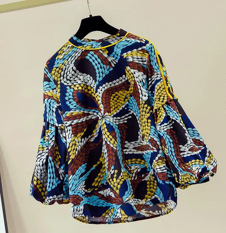 

Blusas Mujer De Moda 2021 Women's Long Lantern Sleeve Chiffon Shirt New Autumn Clothes Female Print Blouses Blusas