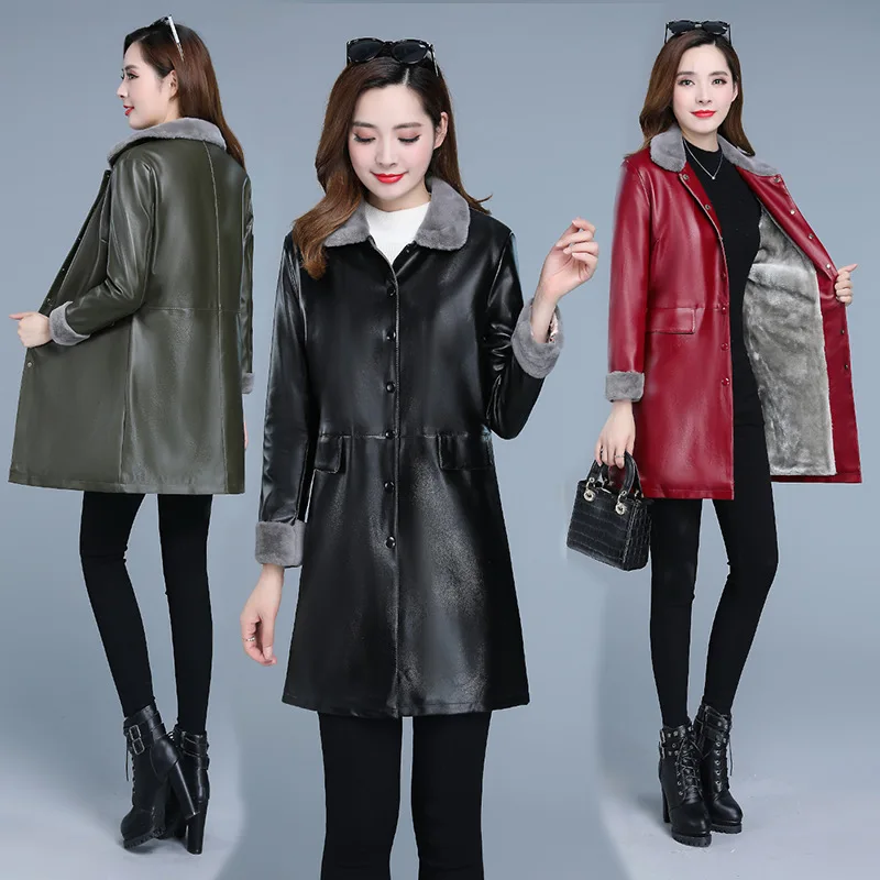 2020 зимняя кожаная куртка Женское пальто из искусственной овечьей кожи женская с