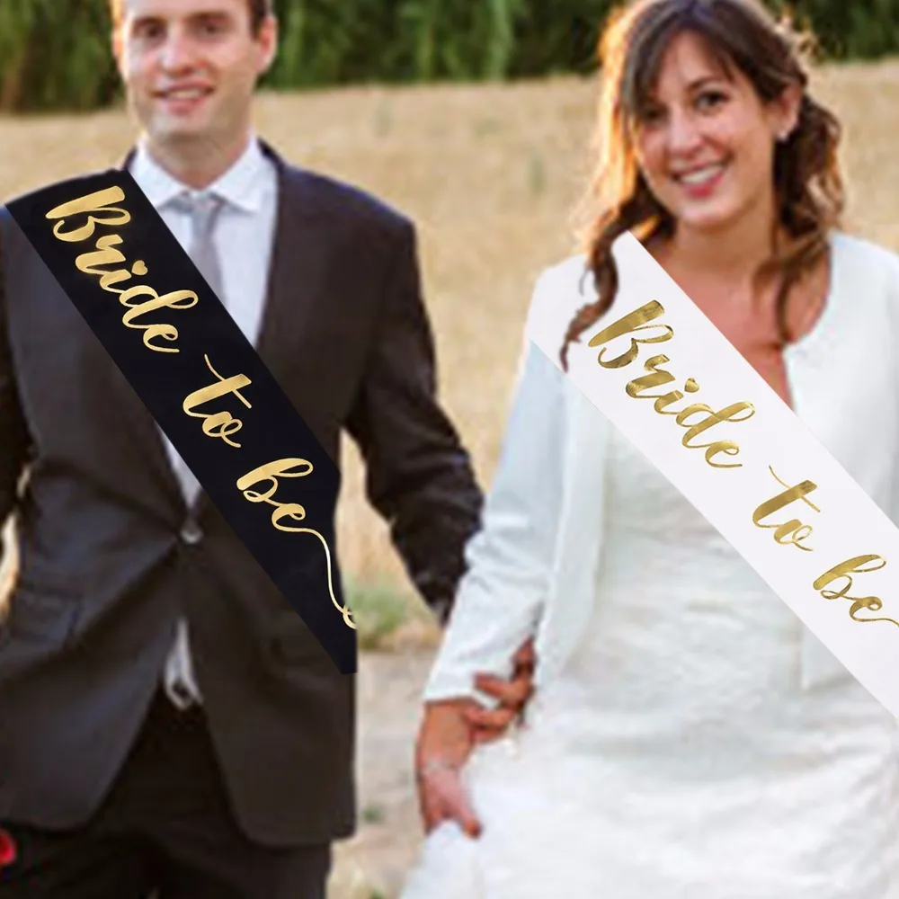Белая черная Свадебная лента для подружки невесты с золотыми буквами свадебный