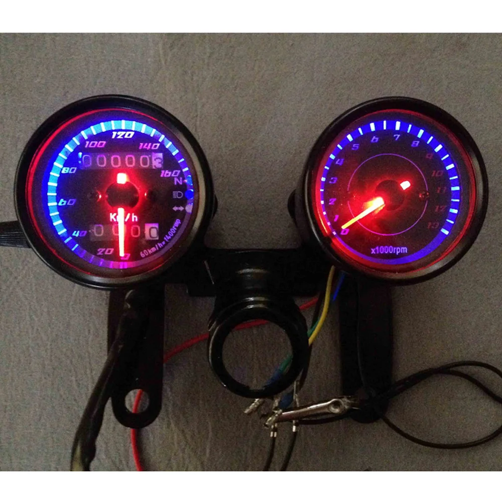 

Motorcycle Accessories Odometer LED Backlight 1-140km/h Speedometer Cafe Racer Instrument Tachometer Motorbike Scooter Gauge