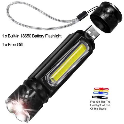 Светильник функциональный светодиодный фонарик с зарядкой от USB, мощный фонарик с боковым COB свесветильник, фонарь с магнитом на хвостовой части, светильник рь