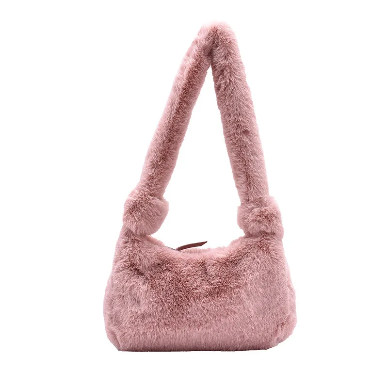 

Small bag 2020 winter new fashionable plush One Shoulder Messenger Bag retro French underarm bag